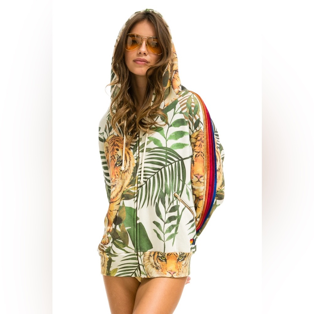 AVIATOR NATION TIGER SWEATSHIRT WITH VELVET STRIPES